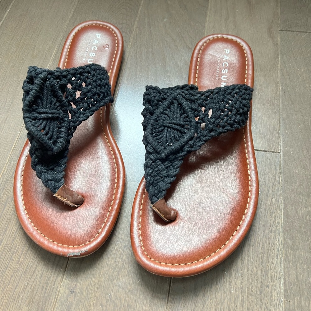 Black crochet sandals